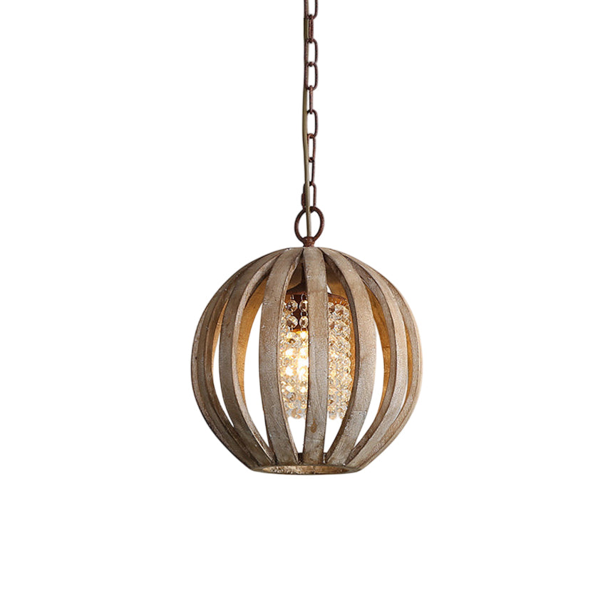Wooden Globe Pendant Lamp