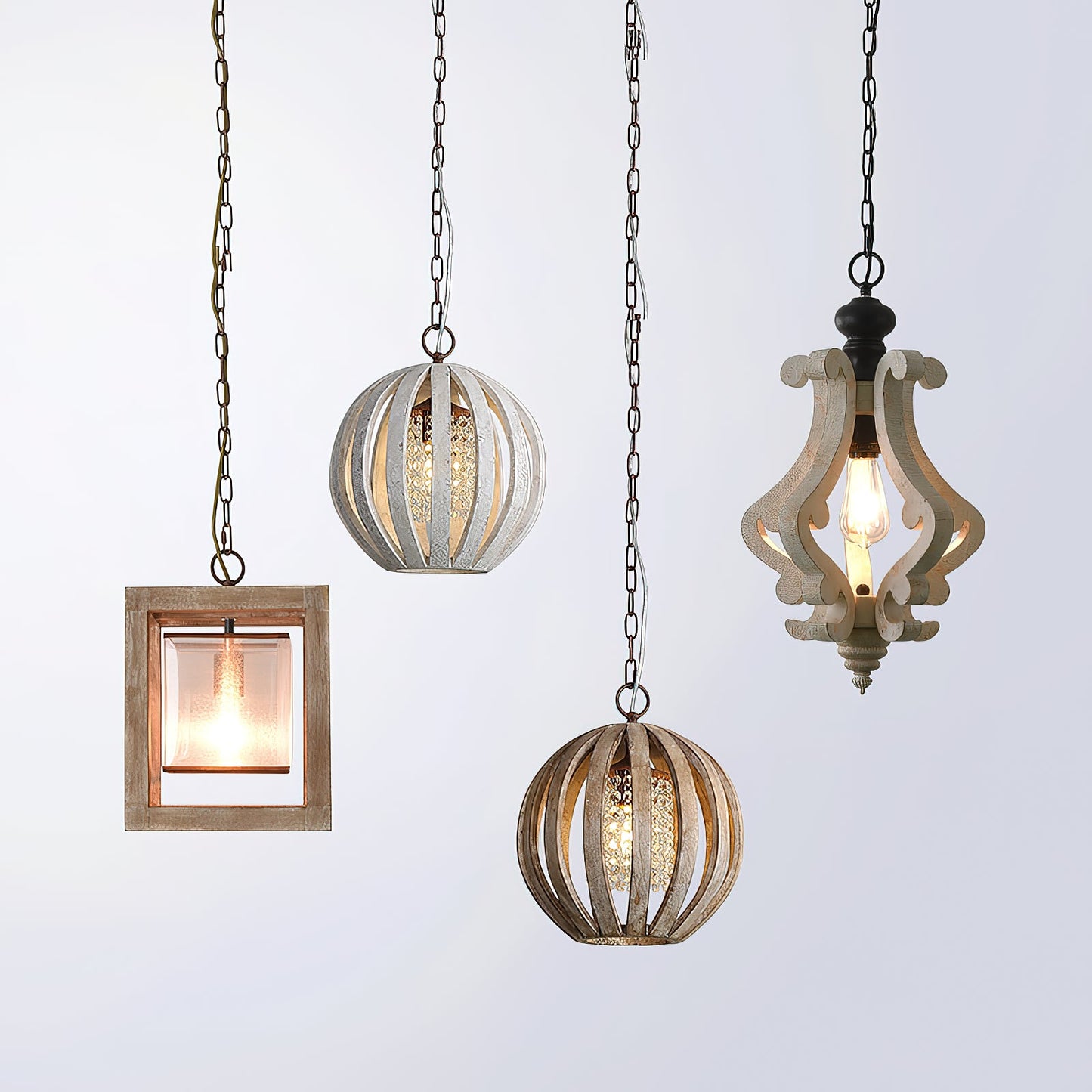 Wooden Globe Pendant Lamp