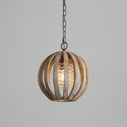 Wooden Globe Pendant Lamp