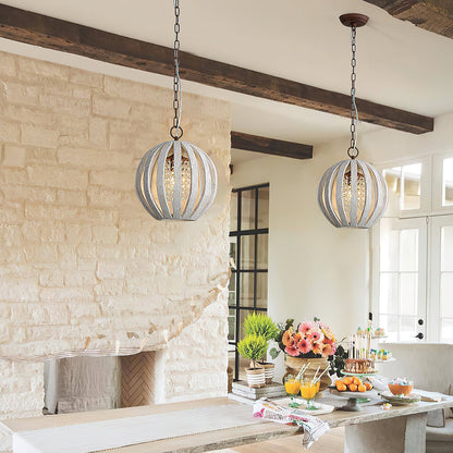 Wooden Globe Pendant Lamp