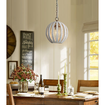 Wooden Globe Pendant Lamp
