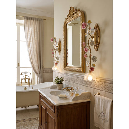 Porcelain Rose Vine Wall Sconce