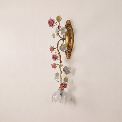 Porcelain Rose Vine Wall Sconce
