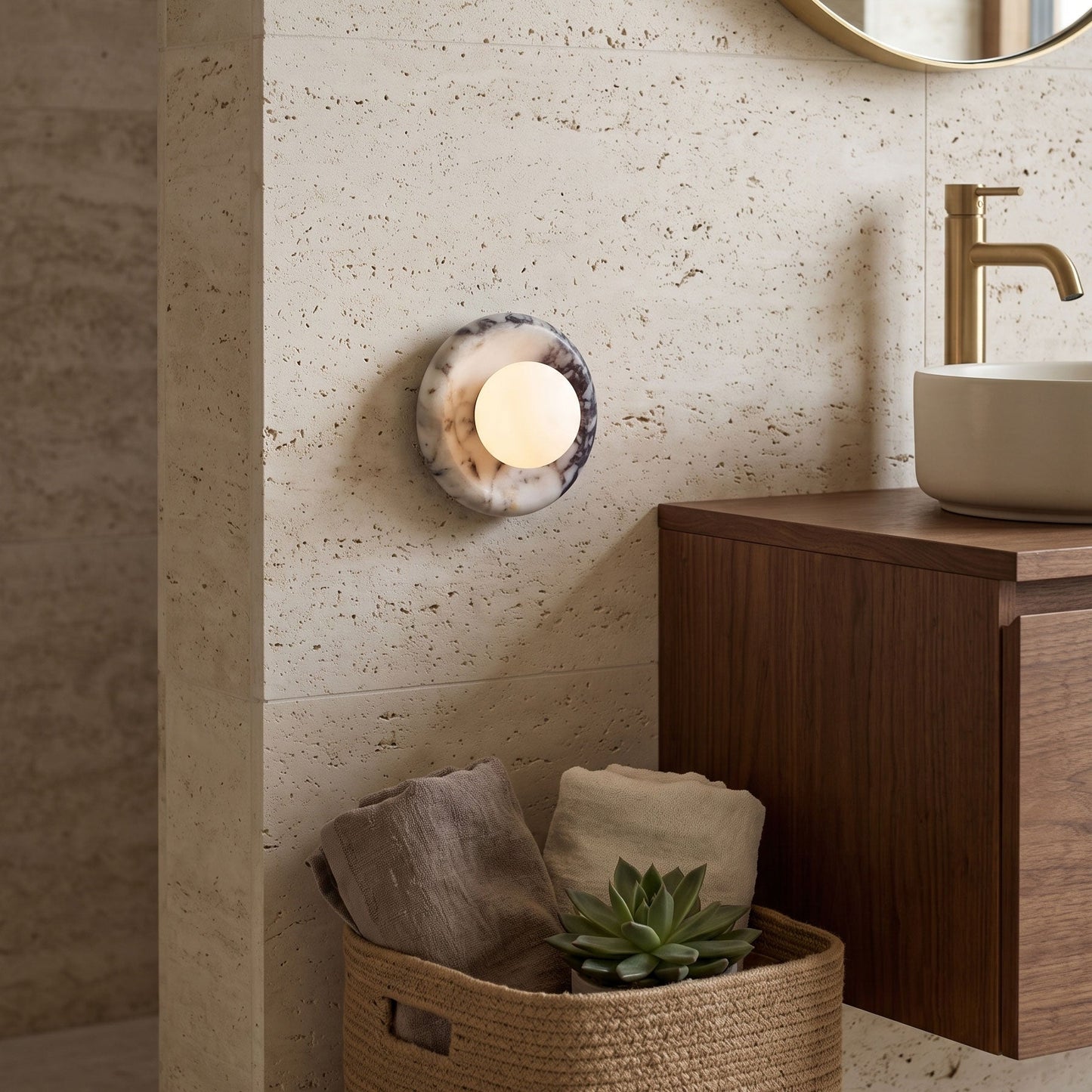 Solene White Marble Wall Sconce