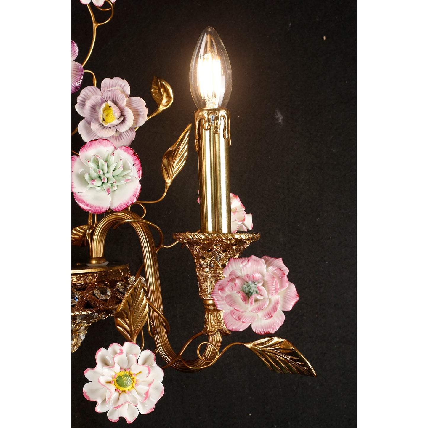 Tole Ceramic Flower Wall Lamp