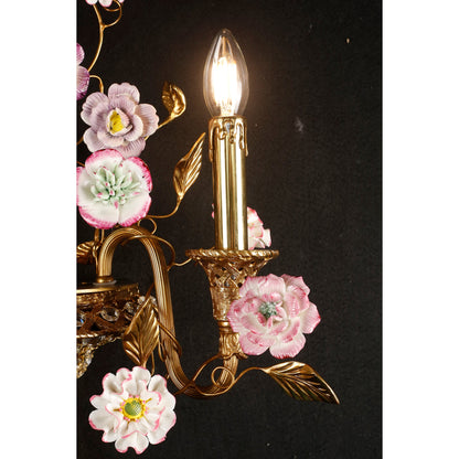 Tole Ceramic Flower Wall Lamp